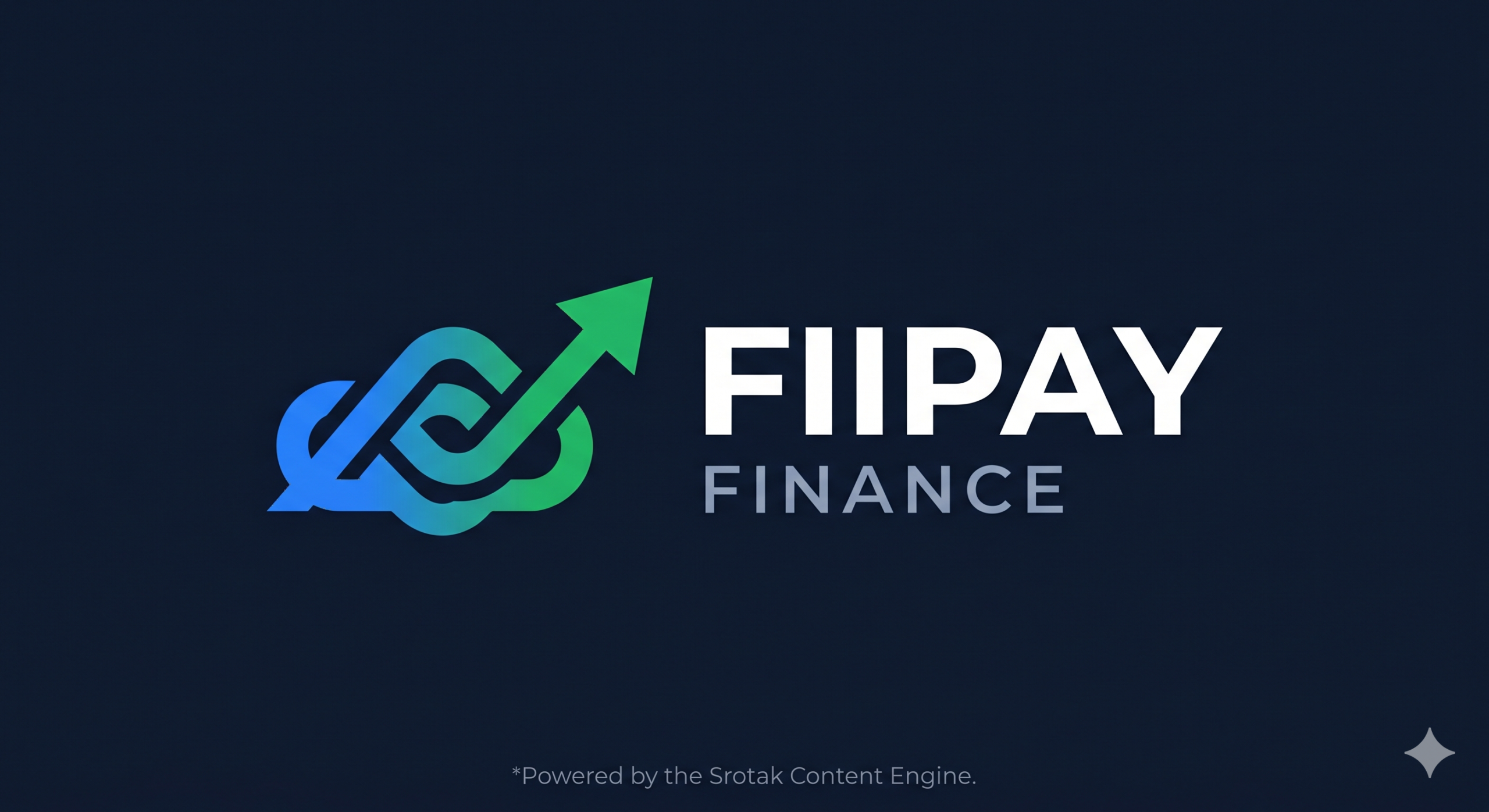 FiiPay Finance logo featuring an interconnected blue and green data icon with a rising arrow on a dark navy background.