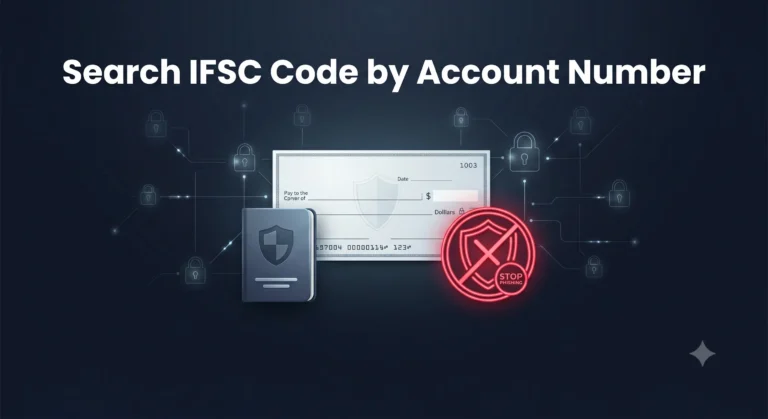 FiiPay financial guide explaining why you cannot safely look up an Indian bank branch IFSC code by inputting a private account number online.`